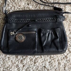Brighton Black Pebbled Leather Crossbody Bag